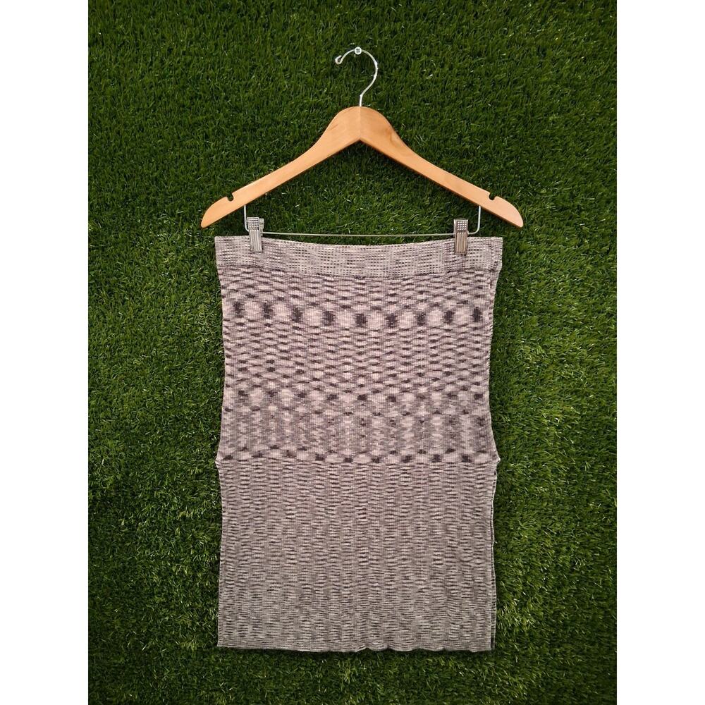 Almost Famous Plus Size 3X Skirt Knit Ribbed Bodycon Midi Gray Black Striped